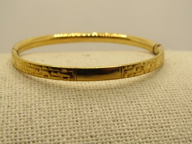 1/20 12KT Kiddie Kraft Bangle Bracelet, 5", Slide Opening, Locking Clasp, 3.5mm 1950's