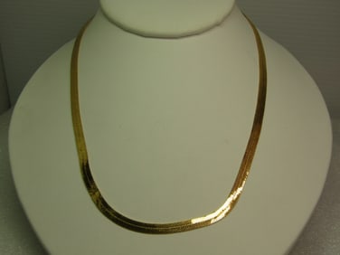 Vintage Monet Herringbone Necklace, 17.5", Gold tone, 1980's-1990's