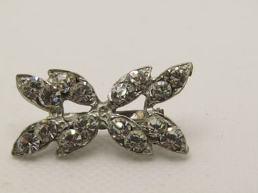 Vintage Art Deco Rhinestone Brooch, 1.25" Pointed Design