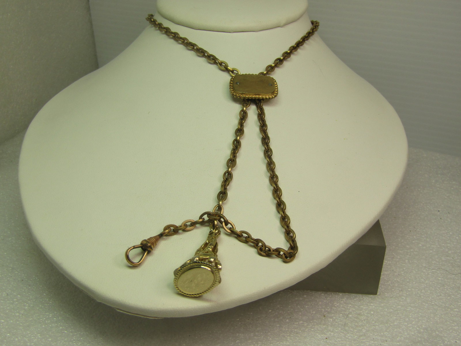 Vintage Keene  12kt GF Watch Chain/Fob. 1910'-1920's, Newer Fob (1 of 5)