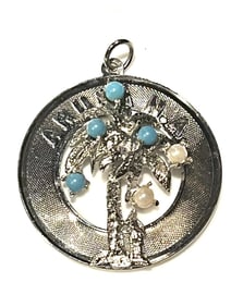 Vintage Aruba N.A. Sterling Silver Large Disk Palm Tree Charm/Pendant