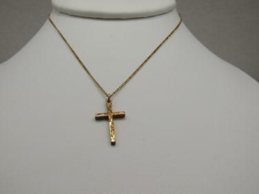 Vintage Youth 12kt G.F. Cross Necklace, Le Stage, 13"