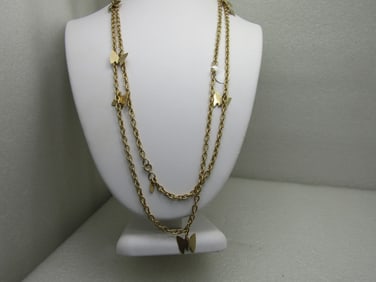 Vintage Sarah Coventry Gold Tone Butterfly Necklace 50"