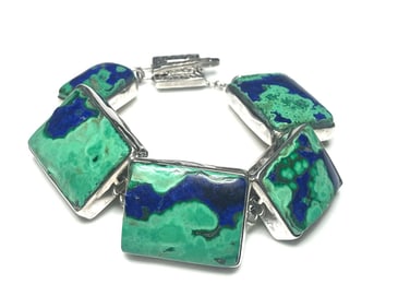 Estate Amy Kahn Russell Stone and Sterling Silver Heavy Bracelet