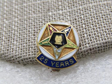 10kt G.F. Eastern Star Masonic 25 YR Service Pin