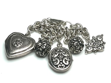 Vintage Sterling Silver Locket Charm Bracelet