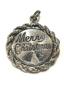 Vintage Merry Christmas Script Disk Charm