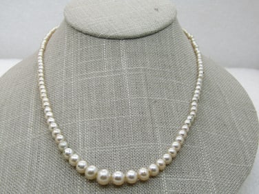 Vintage Graduated Faux Pearl Necklace, 17.5", 2.5mm-7.5mm