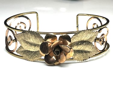 Vintage KREMENTZ Rose Leaf Cuff Bracelet