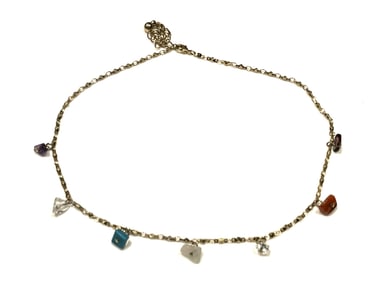 Vintage Gold Tone Dangling Stone Necklace