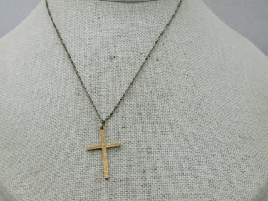 Vintage 10kt Scrolled Cross Pendant, 1.25", Mid-Century