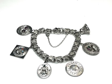 Vintage Sterling Silver Heart Charm Bracelet -Mother, Birthday, Christmas