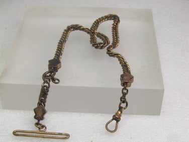 Antique Watch Chain, 10kt G.F. over Brass. 1910-1920, Signed A.M.C.O.