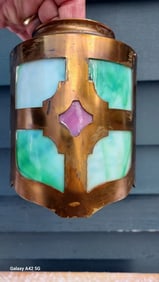 1920 Stained glass and copper porch shade