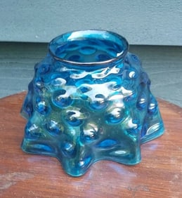 Rare Blue Hobnail oil gas lamp shade glass