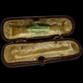 Antique French Fashion Verviers label french doll 3" violin leather case