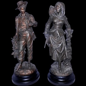 Antique Bronze Field Hands Statues