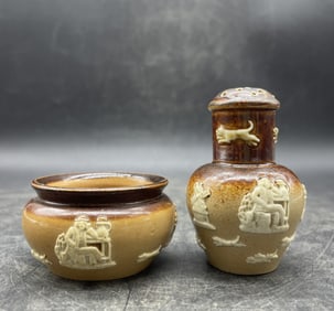 Doulton Lambeth Mini Salt Cellar and Pepper Shaker
