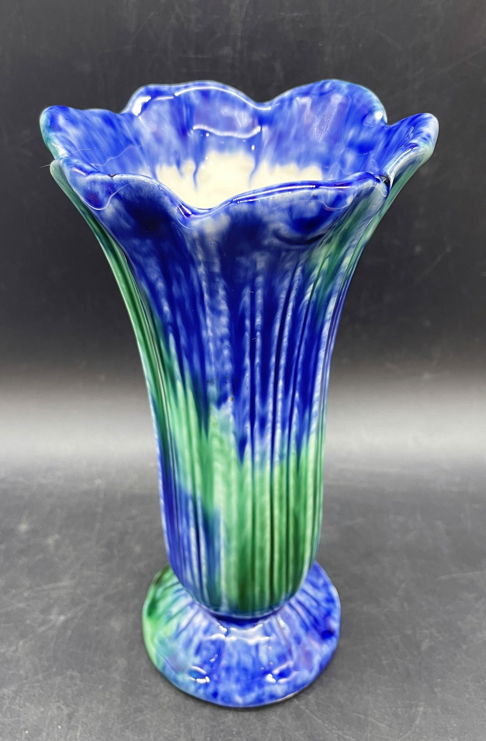 STANGL FLUTED VASE BLUE & GREEN (1 of 8)