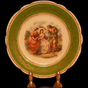 Vintage Figural Porcelain Cabinet Plates Painted by Angelica Kauffmann