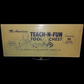 Vintage Mid-Century Teach-N-Fun Metal Children’s Tool Chest