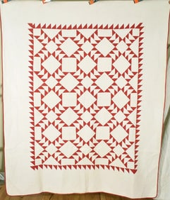 Well Quilted 1870's Flying Geese Quilt