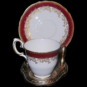 Vintage Crown Staffordshire Porcelain Co. LTD Demitasse Cup & Saucer