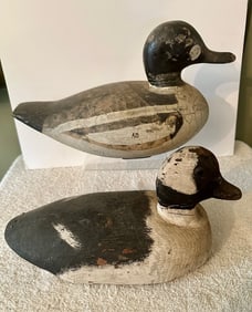 2 Solid Duck Decoys w/ Original Paint
