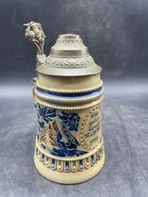 Vintage Gesetzlich lidded German stein 1/4 L