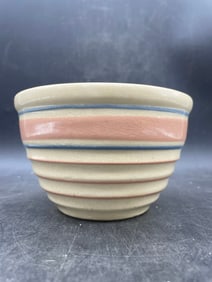 McCoy Pottery USA Ovenware Pink Blue Ribbed Design Beehive Mixing Bowl/