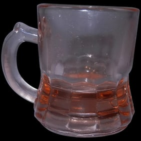 Vintage Pink Handled Depression Glass Mug Style Toothpick Holder or Shot Glass