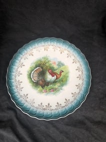 Antique Sterling China Porcelain Turkey Plate