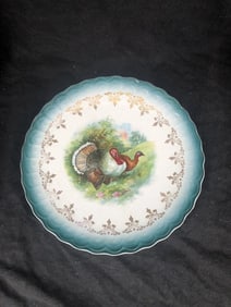 Antique Sterling China Porcelain Turkey Plate