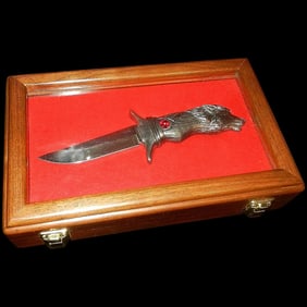 Michael Ricker Pewter Limited Edition #307/775 Wolf "Joe" Knife in Display Case