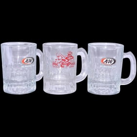 Vintage Mid-Century Dog N Suds & A & W Mini Root Beer Mugs