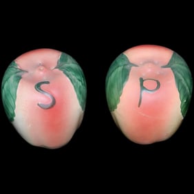 Vintage 1940s Hull Pottery Blushing Apple Salt & Pepper Shaker Set