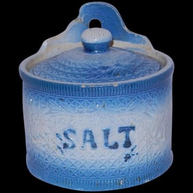 Antique Stoneware Crock Salt Container