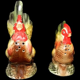 Vintage Large Rooster and Hen Salt & Pepper Set