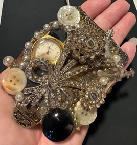 Vtg Modernist Abstract Artisan / antique pcs huge 4" Brooch