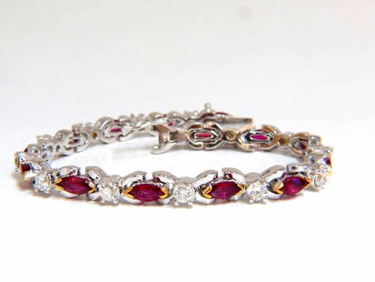 3.50ct Nautral Ruby & 2.50ct Diamonds bracelet 14kt: Ruby & Classic Alternating Tennis. 3.50ct. Natural ruby bracelet. marquise, full cuts Clean clarity Transparent & Vivid Reds. Average 6 X 3mm each 2.50ct Diamonds Rounds & full cuts Vs-2 clarity. G-H