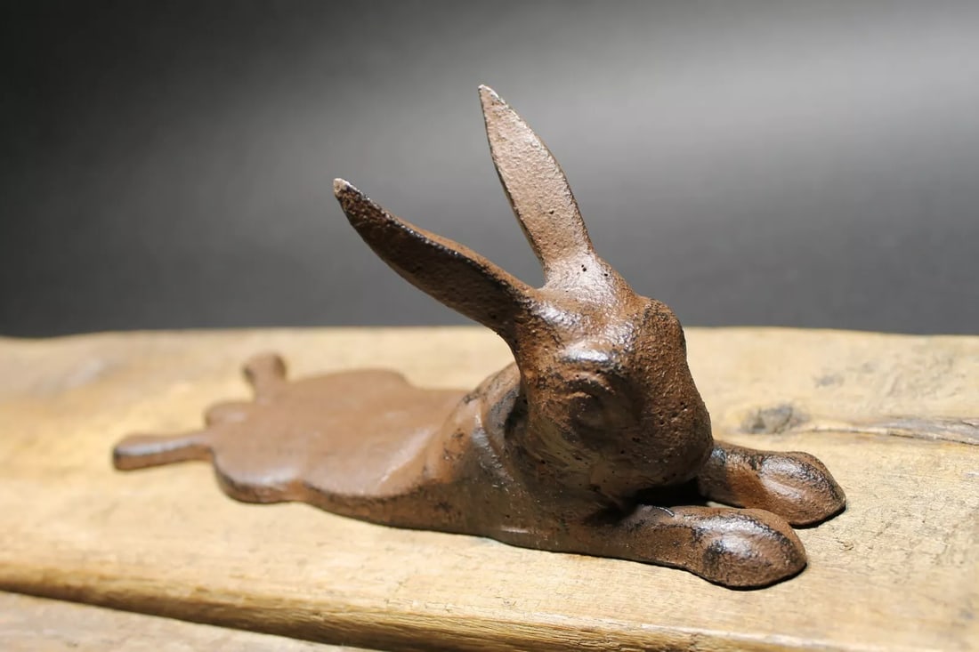 Cast Iron Door Stop Rabbit Hare Wedge Rust/Black (1 of 12)