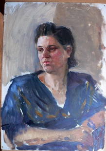 Oil painting Woman portrait Erlikh Vladimir Isaakovich: &#8470;Kork 16 *** ABOUT THIS PAINTING *** * TITLE: "Woman portrait" * ARTISTS: Erlikh Vladimir Isaakovich * SIZE: 50x35 cm/'19.68x13.77 inches' * MEDIUM: oil, cardboard * HAND PAINTED: Original paint