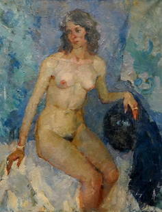 Oil painting Portrait of a naked girl Titarenko Maria Anatolyevna: &#8470;Verns 1203 *** ABOUT THIS PAINTING *** * TITLE: "Portrait of a naked girl" * ARTISTS: Titarenko Maria Anatolyevna * SIZE: 90x70 cm/'35.43x27.55 inches' * MEDIUM: oil, canvas * HAND PAINTED: Ori
