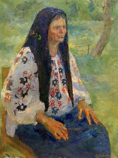 Oil painting Portrait of grandmother Tytarenko Odarka Anatoliivna: &#8470;Verns 1214 *** ABOUT THIS PAINTING *** * TITLE: "Portrait of grandmother" * ARTISTS: Tytarenko Odarka Anatoliivna * SIZE: 85x65 cm/'33.46x25.59 inches' * MEDIUM: oil, canvas * HAND PAINTED: Ori