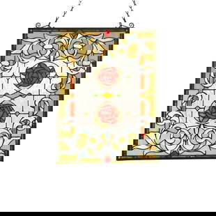 24.6" Stained Glass Window Hanging Panel Suncatcher: 24.6" (H) x 17.7" (W) Such a wonderful reproduction stained glass window panel. This panel is a true testament to the beauty and craftsmanship of stained glass art, and it is the perfect addition to a