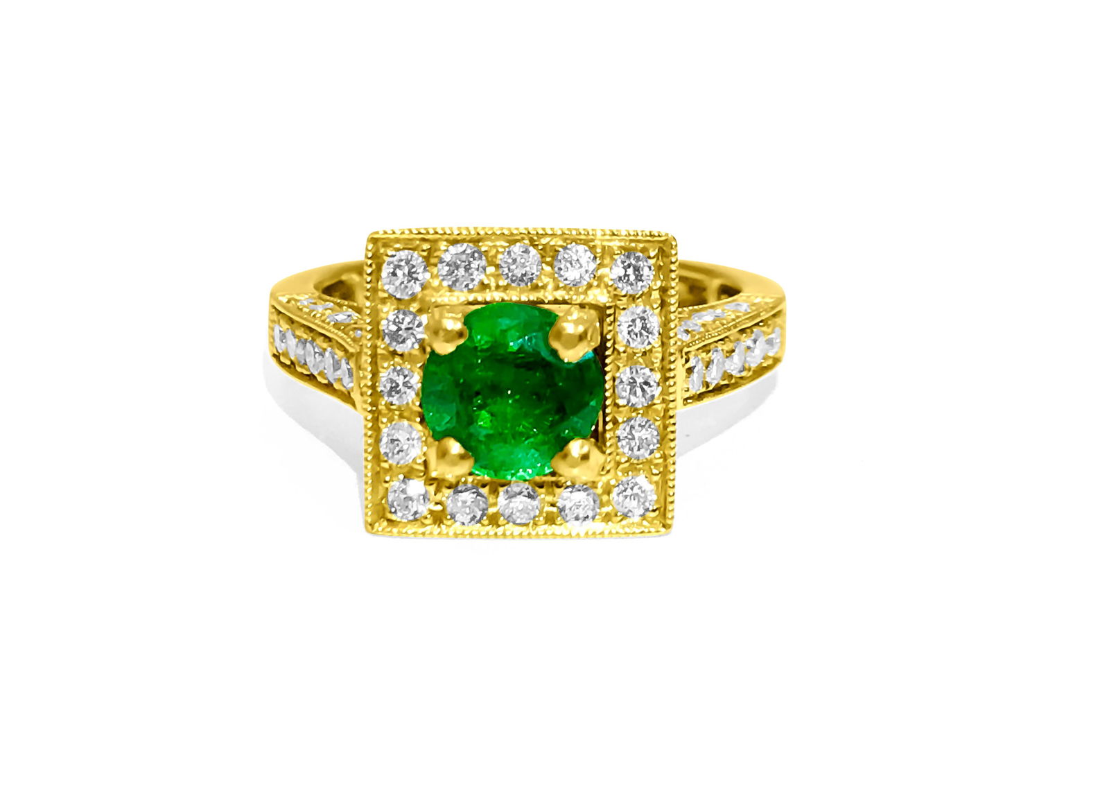 3.00 Carat Emerald & Diamond Ring in 18K. Vintage Ring (1 of 5)