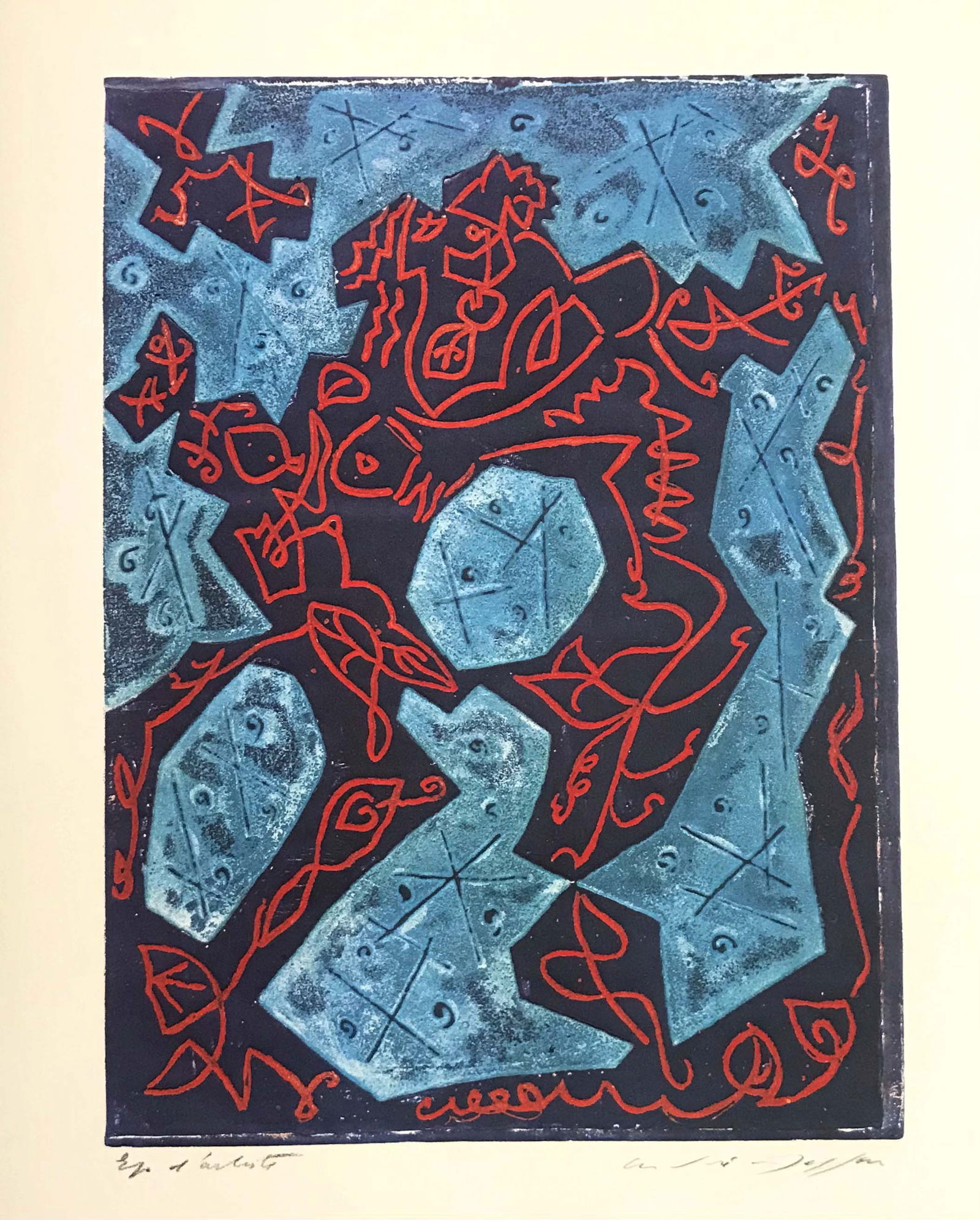 1973 Andre Masson Les Hain Teny N. 29: Artist: Andre Masson Country: France Title: Les hain teny - 29 Medium: Offset Marks: Fascimile Signature Paper Size: 14 x 11.75 inch Printed: 1973 in Switzerland Provenance: Masson Graphik Ltd E