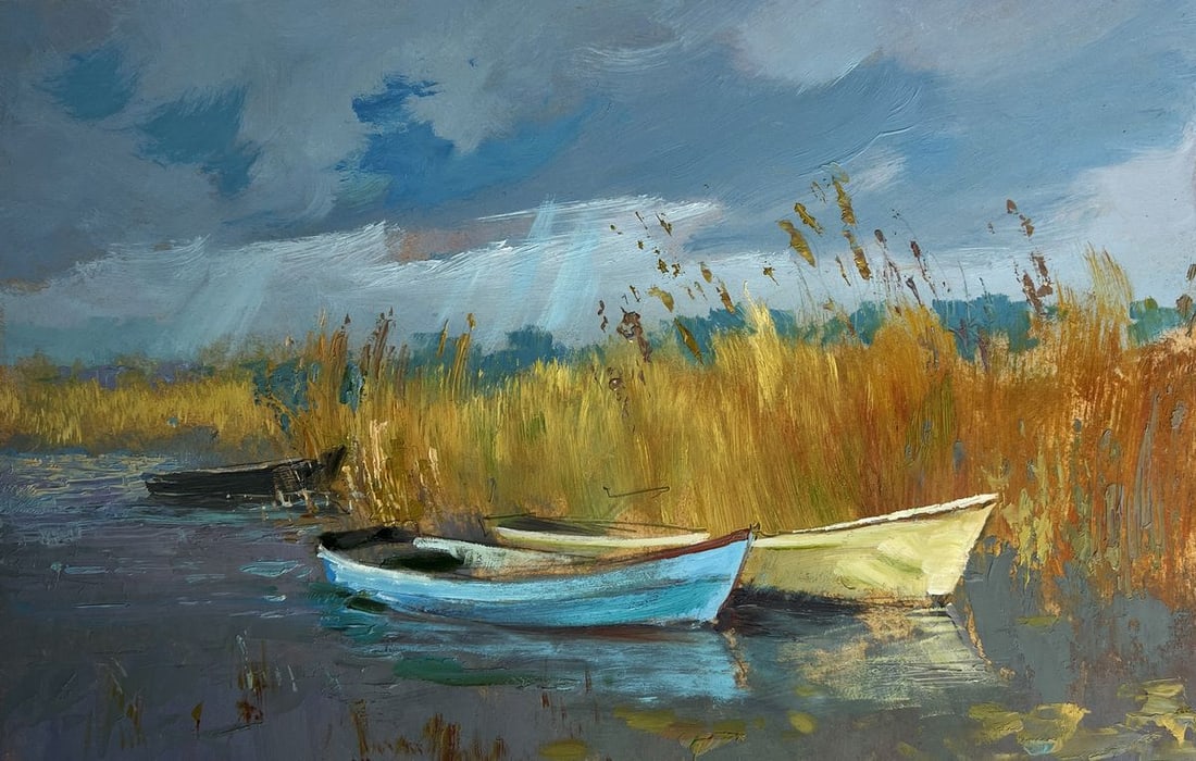 Oil painting Rays of light shining through the clouds Yuriy Suprunchuk (1 of 10)