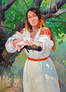 Oil painting Apricots in the shade Anastasia Yaroshevich: 1YARO Painter: Anastasia Yaroshevich Size: 75x50 cm/29.52x19.68 inches Components: oil, canvas Original painting CONDITION: excellent ARTIST: Anastasia Oleksandrivna Yaroshevich, was born near the cit