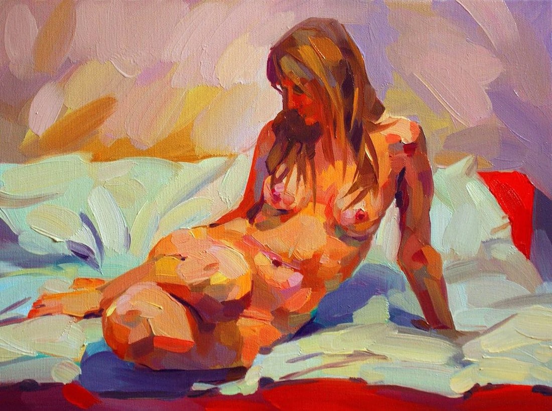 Oil painting Naked model Anastasia Yaroshevich (1 of 5)